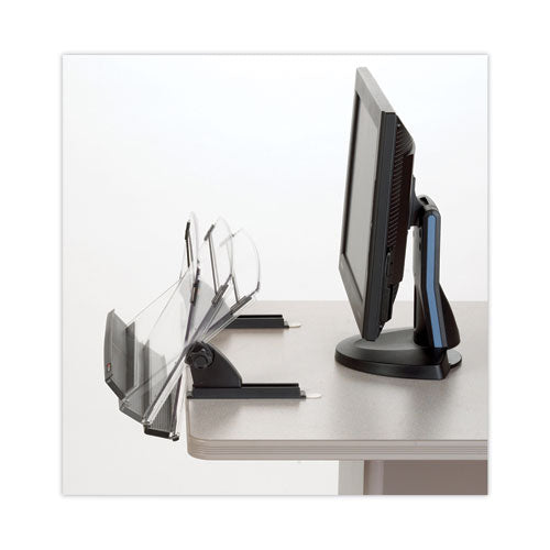 In-line Adjustable Desktop Copyholder,150 Sheet Capacity, Plastic, Black/clear