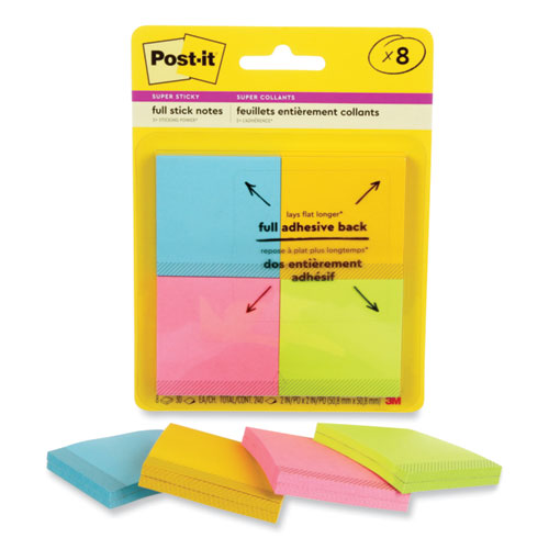 Full Stick Notes, 2" X 2", Energy Boost Collection Colors, 25 Sheets/pad, 8 Pads/pack