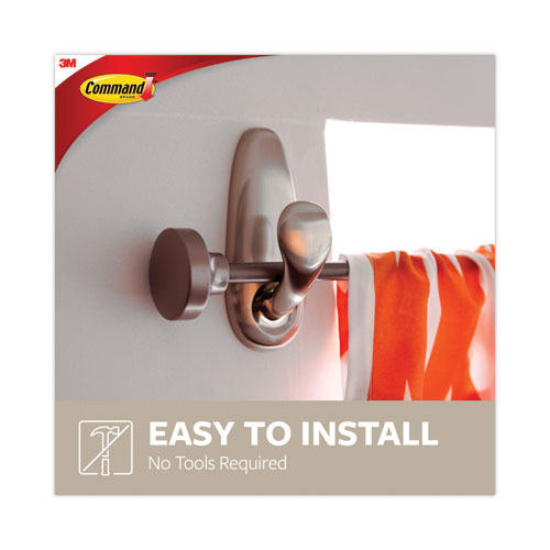 Adhesive Mount Metal Hook, Large, Brushed Nickel Finish,5 Lb Capacity, 1 Hook And 2 Strips/pack