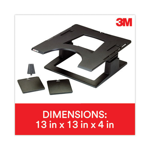 Adjustable Notebook Riser, 13" X 13" X 4" To 6", Black, Supports 20 Lbs.