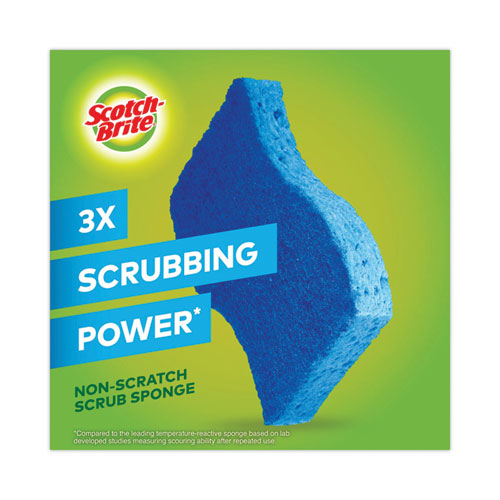 Non-scratch Multi-purpose Scrub Sponge, 4.4 X 2.6, 0.8" Thick, Blue, 3/pack.