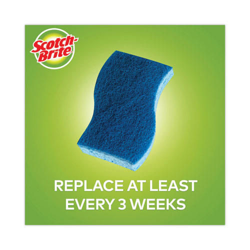 Non-scratch Multi-purpose Scrub Sponge, 4.4 X 2.6, 0.8" Thick, Blue, 3/pack.