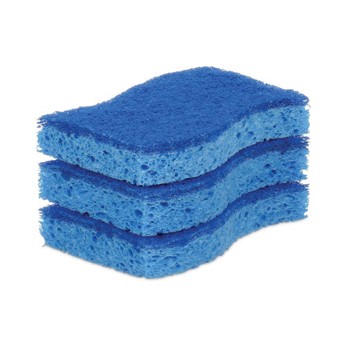 Non-scratch Multi-purpose Scrub Sponge, 4.4 X 2.6, 0.8" Thick, Blue, 3/pack.