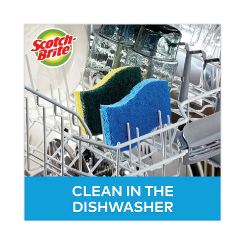 Non-scratch Multi-purpose Scrub Sponge, 4.4 X 2.6, 0.8" Thick, Blue, 3/pack.