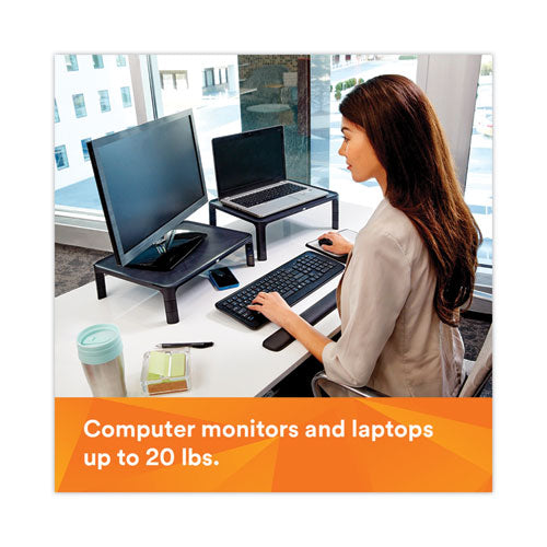 Adjustable Monitor Stand, 16" X 12" X 1.75" To 5.5", Black, Supports 20 Lbs.