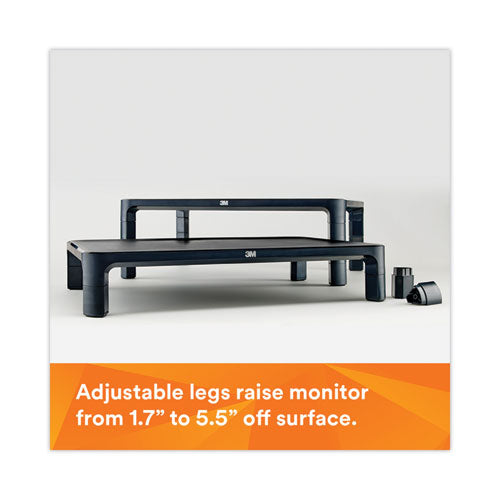 Adjustable Monitor Stand, 16" X 12" X 1.75" To 5.5", Black, Supports 20 Lbs.