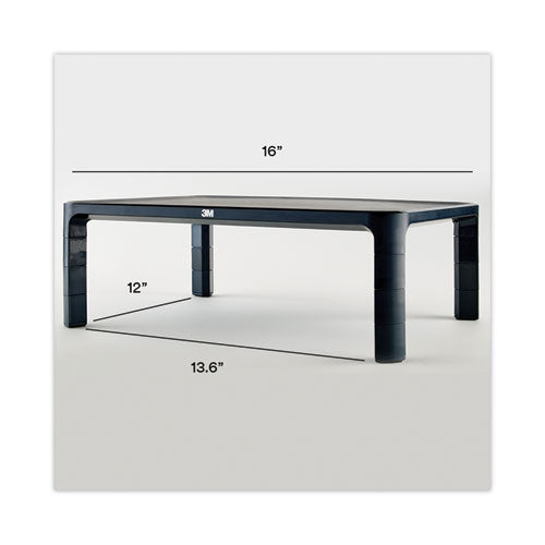 Adjustable Monitor Stand, 16" X 12" X 1.75" To 5.5", Black, Supports 20 Lbs.