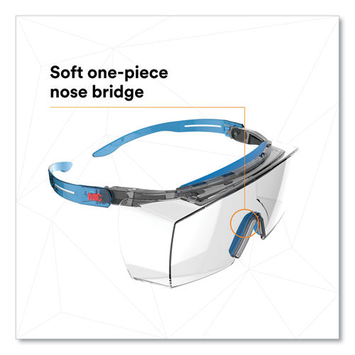Securefit Protective Eyewear, 3700 Otg Series, Blue Plastic Frame, Clean Polycarbonate Lens.