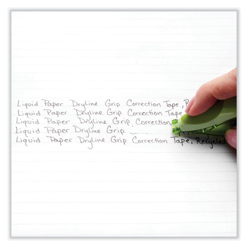 Dryline Grip Correction Tape, Recycled Dispenser, Green/white Applicator, 0.2" X 335", 2/pack.