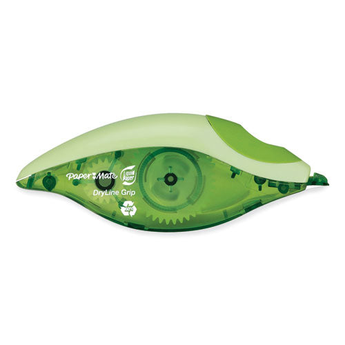 Dryline Grip Correction Tape, Recycled Dispenser, Green/white Applicator, 0.2" X 335", 2/pack.