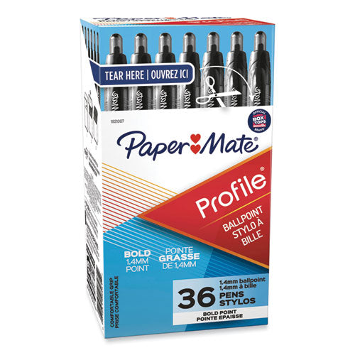 Profile Ballpoint Pen Value Pack, Retractable, Bold 1.4 Mm, Black Ink, Translucent Black Barrel, 36/box.