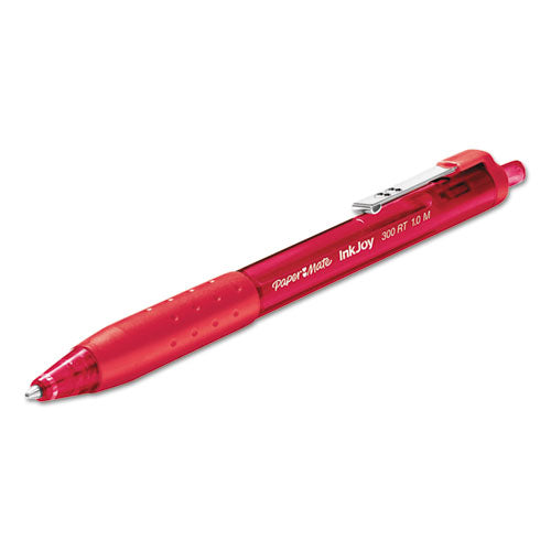Inkjoy 300 Rt Ballpoint Pen, Refillable, Retractable, Medium 1 Mm, Red Ink, Red Barrel, Dozen.