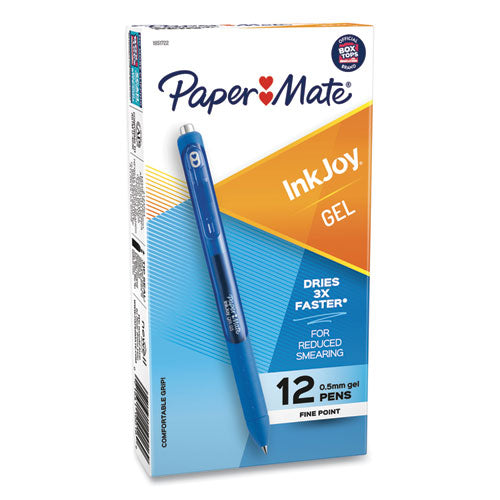 Inkjoy Gel Pen, Retractable, Fine 0.5 Mm, Blue Ink, Blue Barrel, Dozen.