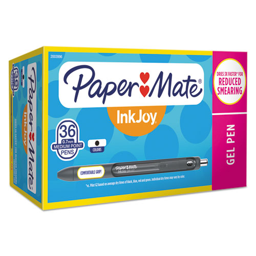 Inkjoy Gel Pen, Retractable, Medium 0.7 Mm, Black Ink, Black/smoke Barrel, 36/pack.