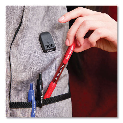 Profile Ballpoint Pen, Retractable, Medium 1 Mm, Red Ink, Translucent Red Barrel, Dozen.