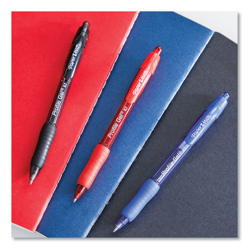 Profile Gel Pen, Retractable, Medium 0.7 Mm, Red Ink, Translucent Red Barrel, Dozen.