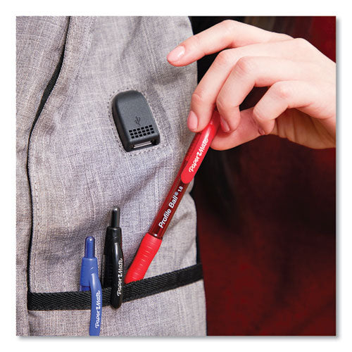 Profile Ballpoint Pen, Retractable,Medium 1 Mm, Black Ink, Translucent Black Barrel, Dozen