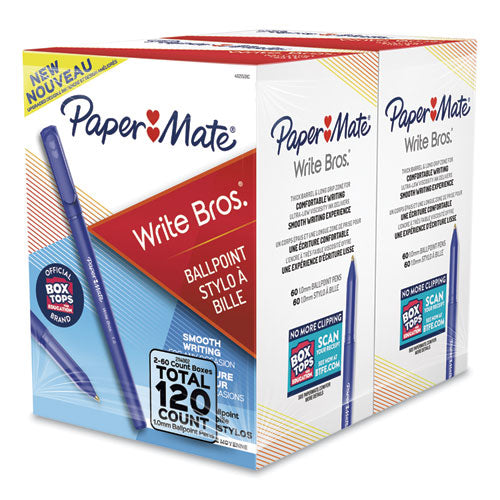 Write Bros. Ballpoint Pen Value Pack, Stick,Medium 1 Mm, Blue Ink, Blue Barrel, 120/pack