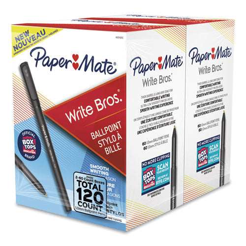 Write Bros. Ballpoint Pen Value Pack,Stick, Medium 1 Mm, Black Ink, Black Barrel, 120/pack