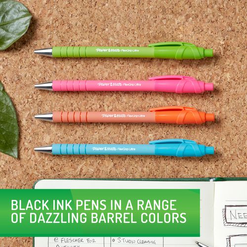 Flexgrip Ultra Recycled Ballpoint Pen, Retractable, Medium, 1 Mm, Black Ink, Assorted Barrels, Dozen