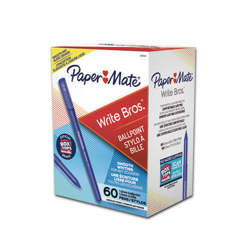 Write Bros. Ballpoint Pen Value Pack, Stick, Medium 1 Mm, Blue Ink, Blue Barrel, 60/pack.