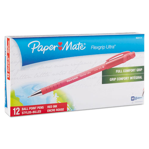 Flexgrip Ultra Ballpoint Pen, Stick, Medium 1 Mm, Red Ink, Red Barrel, Dozen