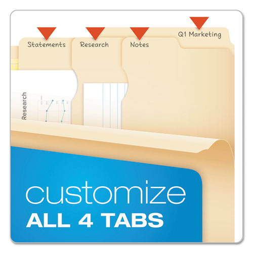 Divide It Up File Folder, 1/2-cut Tabs: Assorted, Letter Size, 0.75" Expansion, Manila, 24/pack.