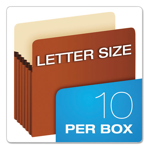 Standard Expanding File Pockets, 5.25" Expansion, Letter Size, Red Fiber, 10/box.