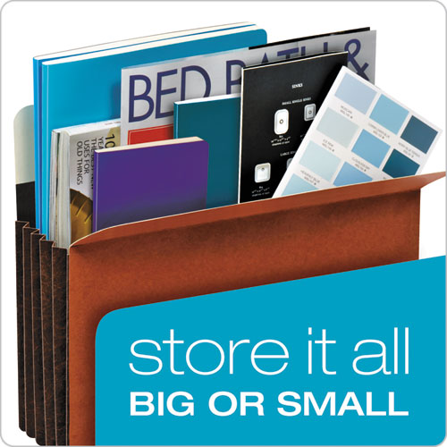 Heavy-duty File Pockets, 7" Expansion, Legal Size, Redrope, 5/box.