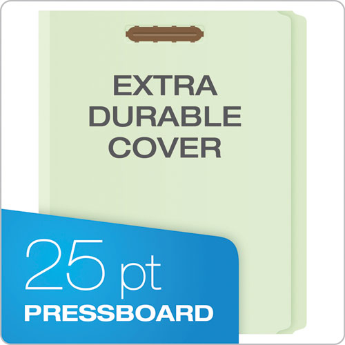 Heavy-duty Pressboard Folders With Embossed Fasteners, Straight Tabs, 2" Expansion, 2 Fasteners, Letter Size, Green, 25/box.