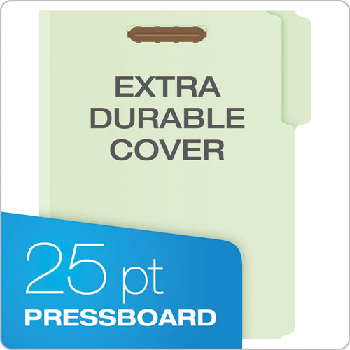 Heavy-duty Pressboard Folders With Embossed Fasteners, 1/3-cut Tabs, 3" Expansion, 2 Fasteners, Letter Size, Green, 25/box.