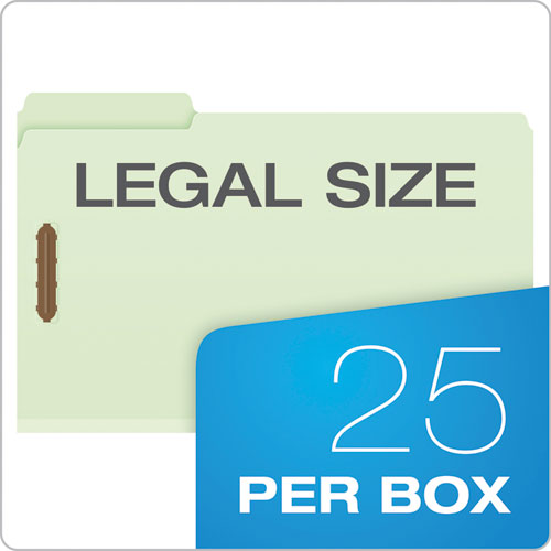 Heavy-duty Pressboard Folders With Embossed Fasteners,1/3-cut Tabs, 3" Expansion, 2 Fasteners, Legal Size, Green, 25/box