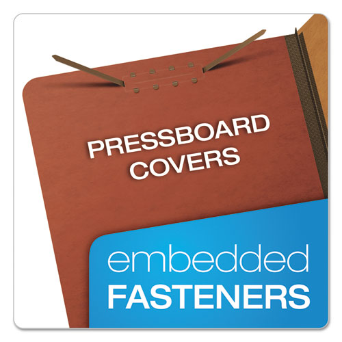 Six-section Pressboard Classification Folders,2" Expansion, 2 Dividers, 6 Fasteners, Legal Size, Red Exterior, 10/box