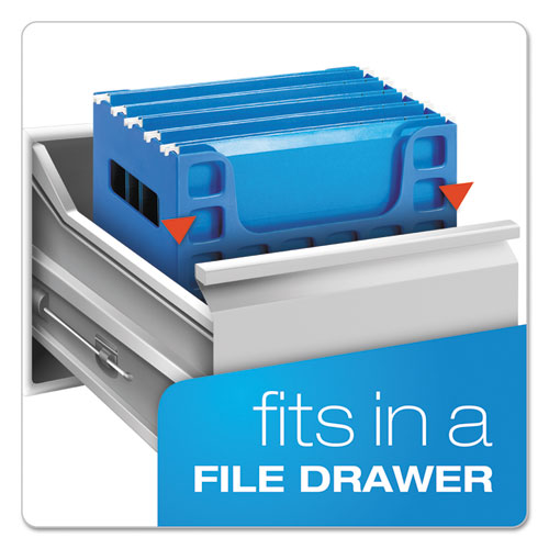 Desktop File With Hanging Folders, Letter Size, 6" Long, Blue.