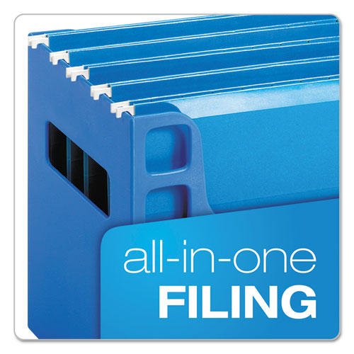 Desktop File With Hanging Folders, Letter Size, 6" Long, Blue.