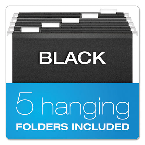 Desktop File With Hanging Folders, Letter Size, 6" Long, Black.