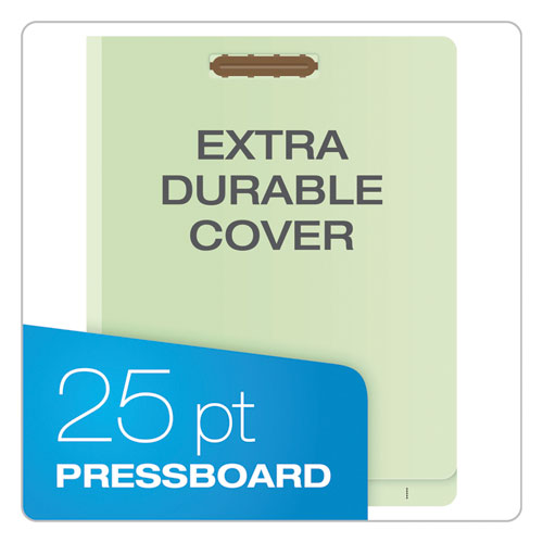 End Tab Classification Folders, 1.75" Expansion, 1 Divider,4 Fasteners, Letter Size, Pale Green Exterior, 10/box