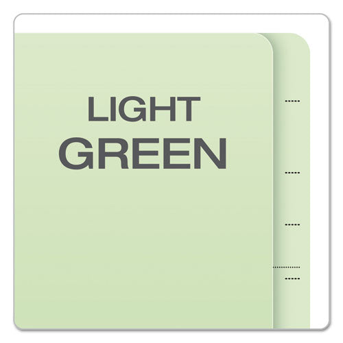 End Tab Classification Folders, 2" Expansion, 1 Divider, 4 Fasteners, Legal Size, Pale Green Exterior, 10/box.