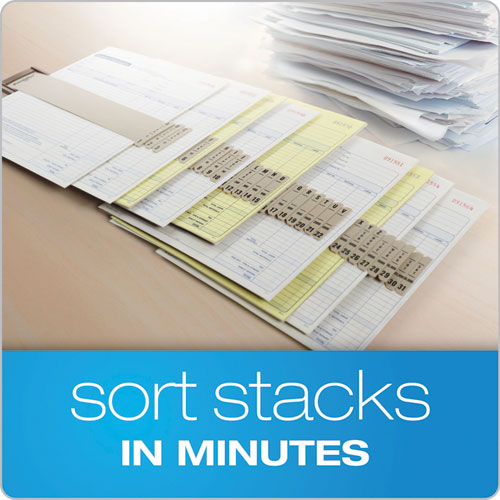 General Purpose Indexed Sorter, 31 Dividers, Alpha/numeric/month/date/day Index, Letter Size, Brown Frame.