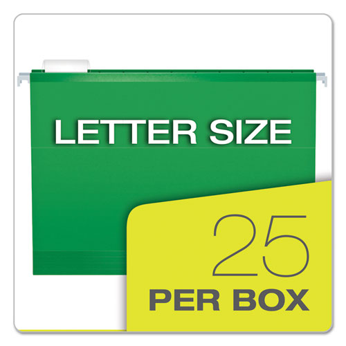 Extra Capacity Reinforced Hanging File Folders With Box Bottom, 2" Capacity, Letter Size, 1/5-cut Tabs, Bright Green, 25/box.
