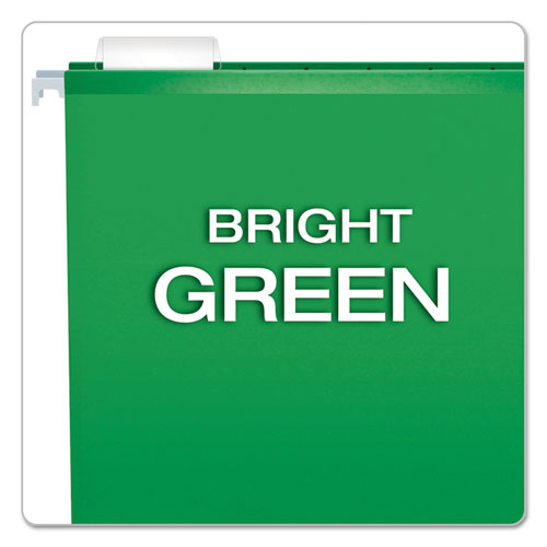 Extra Capacity Reinforced Hanging File Folders With Box Bottom, 2" Capacity, Letter Size, 1/5-cut Tabs, Bright Green, 25/box.