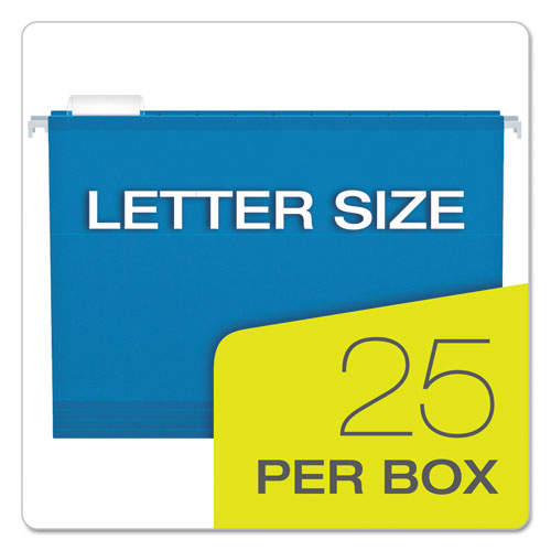 Extra Capacity Reinforced Hanging File Folders With Box Bottom, 2" Capacity, Letter Size, 1/5-cut Tabs,.Blue, 25/box
