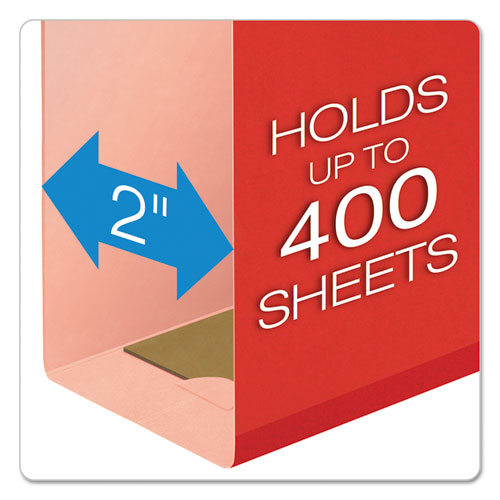 Extra Capacity Reinforced Hanging File Folders With Box Bottom, 2" Capacity, Letter Size, 1/5-cut Tabs, Red, 25/box.