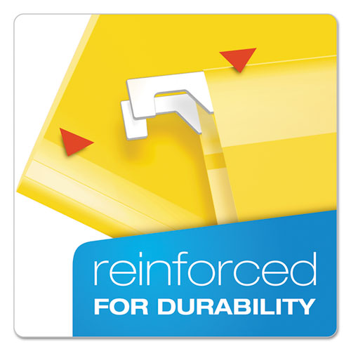 Extra Capacity Reinforced Hanging File Folders With Box Bottom, 2" Capacity, Letter Size,1/5-cut Tabs, Yellow, 25/box