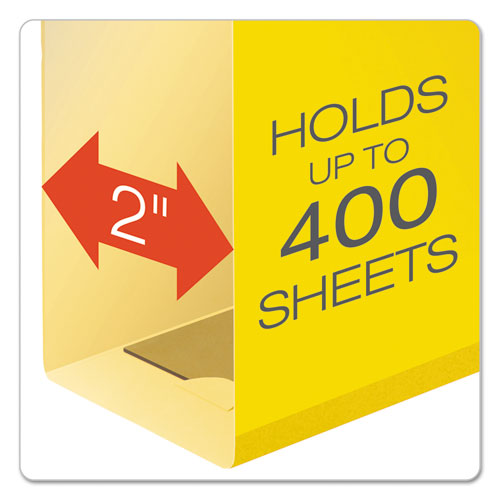 Extra Capacity Reinforced Hanging File Folders With Box Bottom, 2" Capacity, Letter Size,1/5-cut Tabs, Yellow, 25/box