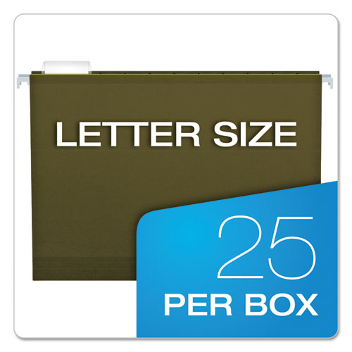 Extra Capacity Reinforced Hanging File Folders With Box Bottom, 2" Capacity, Letter Size,1/5-cut Tabs, Green, 25/box