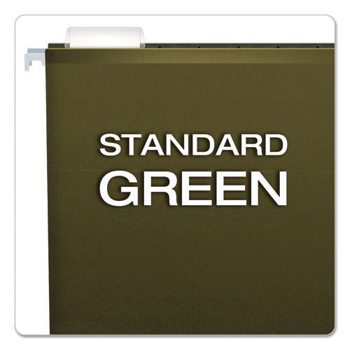 Extra Capacity Reinforced Hanging File Folders With Box Bottom, 3" Capacity, Letter Size, 1/5-cut Tabs, Green, 25/box.