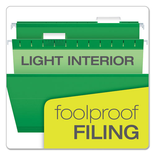 Colored Reinforced Hanging Folders, Legal Size, 1/5-cut Tabs, Bright Green, 25/box