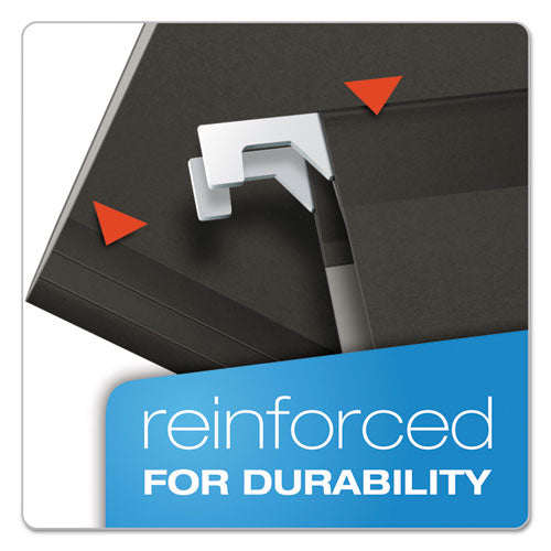 Colored Reinforced Hanging Folders, Legal Size, 1/5-cut Tabs, Black, 25/box
