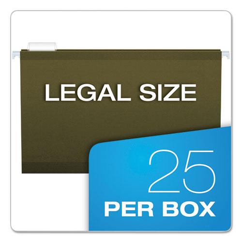 Reinforced Hanging File Folders With Printable Tab Inserts, Legal Size, 1/5-cut Tabs, Standard Green, 25/box.